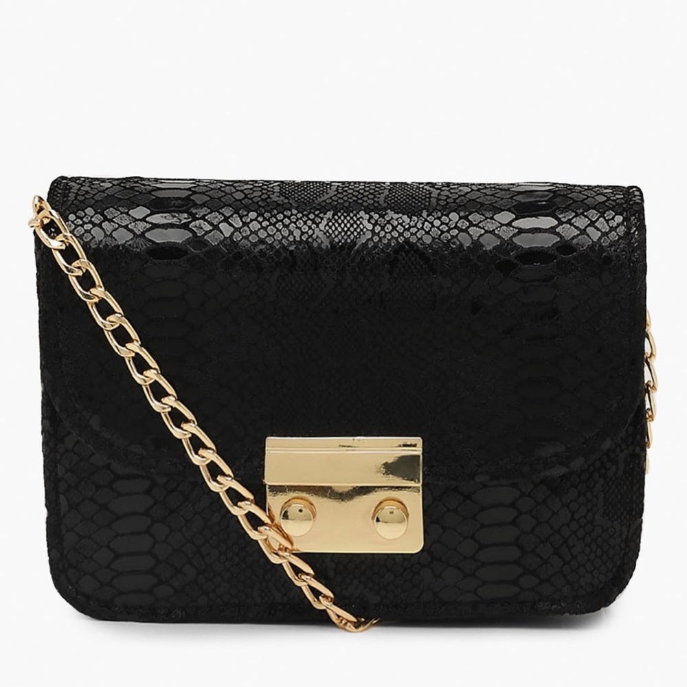 NWOT Metallic snakeskin structured crossbody